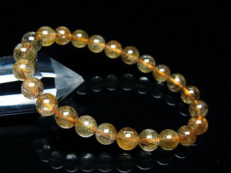 金針ルチル水晶 ブレスレット 7mm [t50-9630] 1枚目
