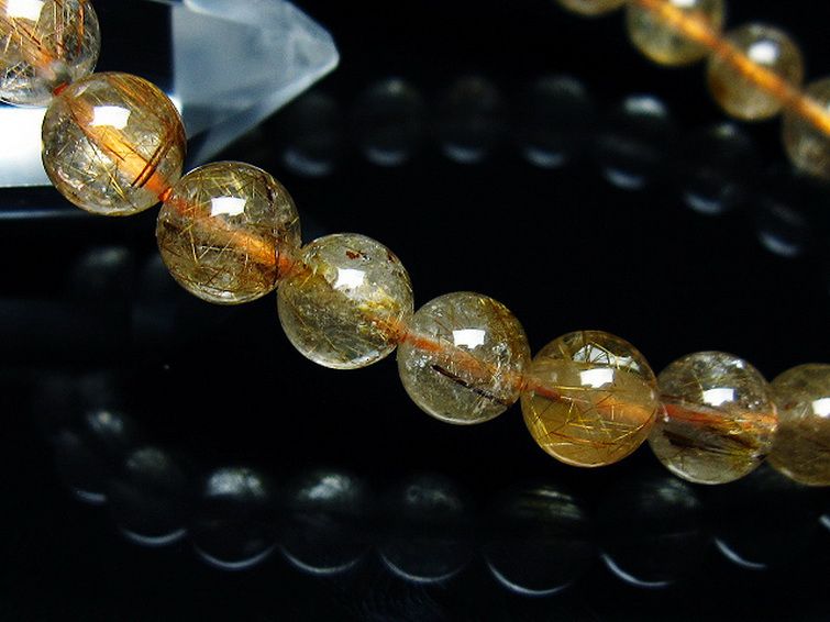 金針ルチル水晶 ブレスレット 7mm [t50-9630] 3枚目