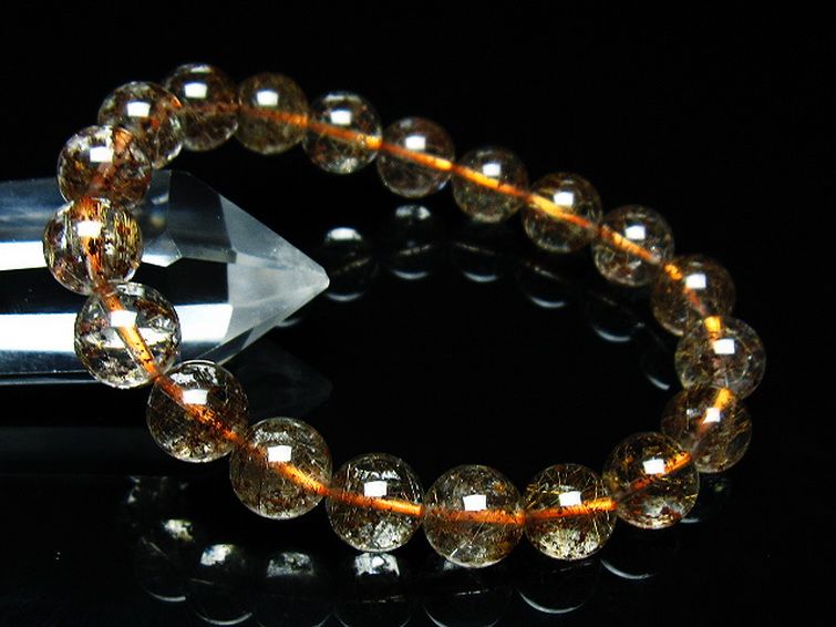 ガーデン水晶 ルチル入り  ブレスレット 9mm [T50-9639] 1枚目