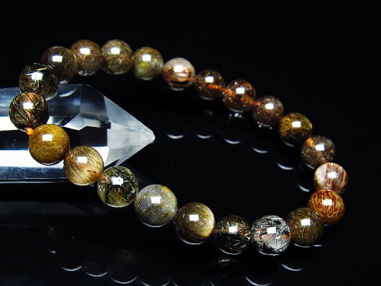 金針ルチル水晶 ブレスレット 8mm [T50-9670] 1枚目