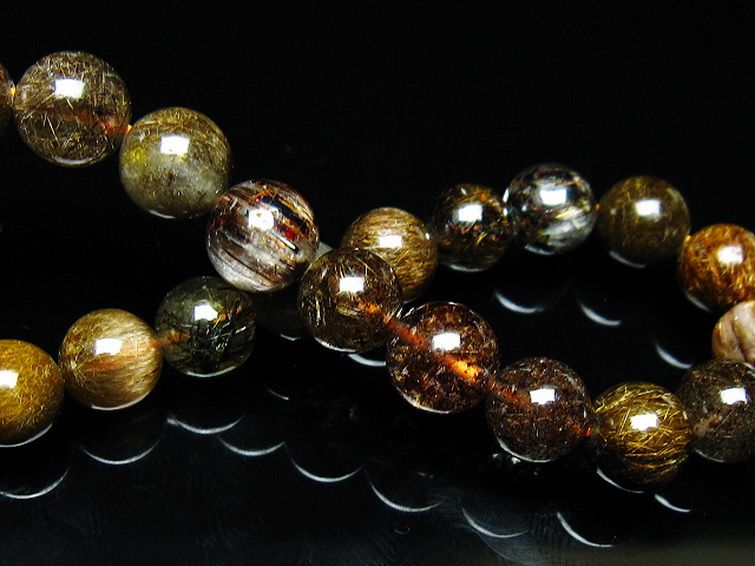 金針ルチル水晶 ブレスレット 8mm [T50-9670] 2枚目