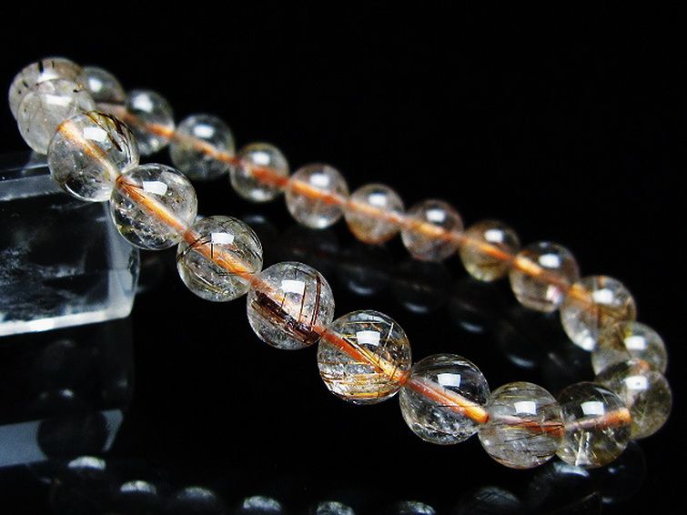 金針ルチル水晶 ブレスレット 8mm [t50-9836] 1枚目