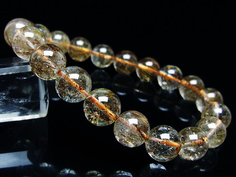金針ルチル水晶 ブレスレット 10mm [t50-9842]