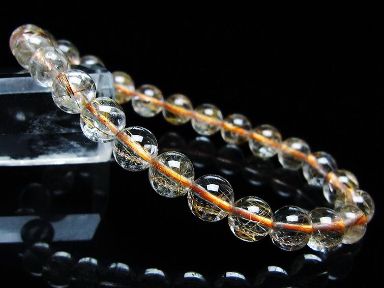 金針ルチル水晶 ブレスレット 7mm [t50-9850] 1枚目
