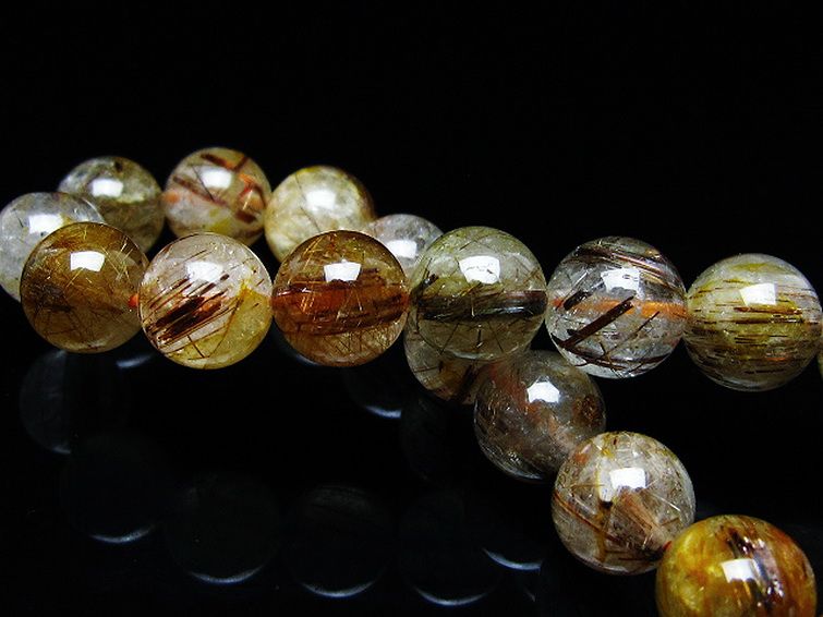 金針ルチル水晶 ブレスレット 9mm [t50-9943] 2枚目