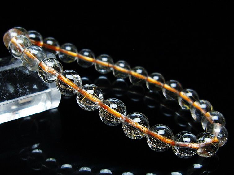 金針ルチル水晶 ブレスレット 7mm [t50-9972] 1枚目