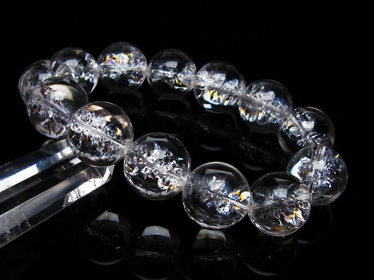 アイリスクォーツ 虹入り レインボークラック水晶 ブレスレット 18mm [T502-7549] 1枚目