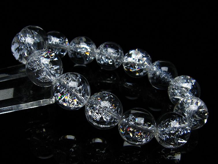 アイリスクォーツ 虹入り レインボークラック水晶 ブレスレット 16mm [T502-8439] 1枚目