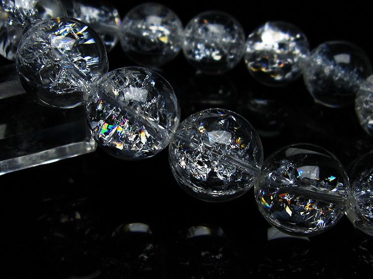 アイリスクォーツ 虹入り レインボークラック水晶 ブレスレット 16mm [T502-8439] 3枚目