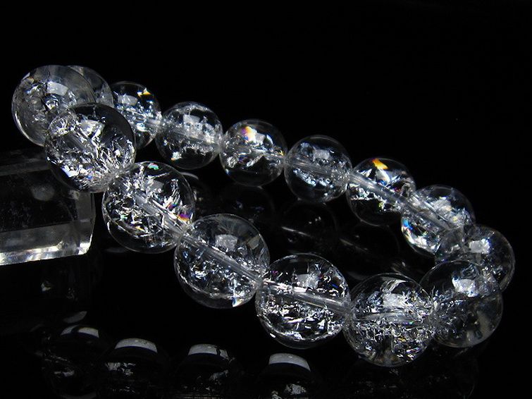 アイリスクォーツ 虹入り レインボークラック水晶 ブレスレット 14mm [T502-8667] 1枚目