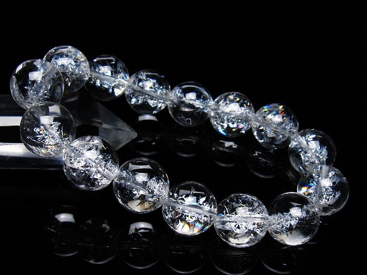 アイリスクォーツ 虹入り レインボークラック水晶 ブレスレット 14mm [T502-8877] 1枚目
