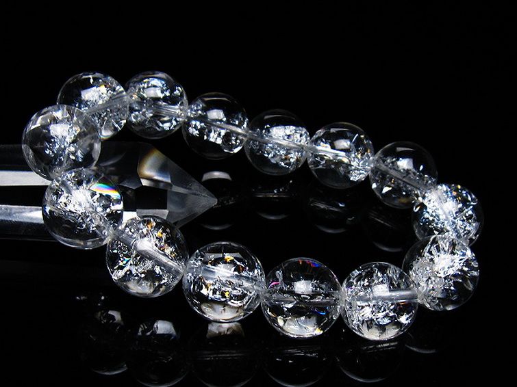 アイリスクォーツ 虹入り レインボークラック水晶 ブレスレット 16mm [T502-8908] 1枚目