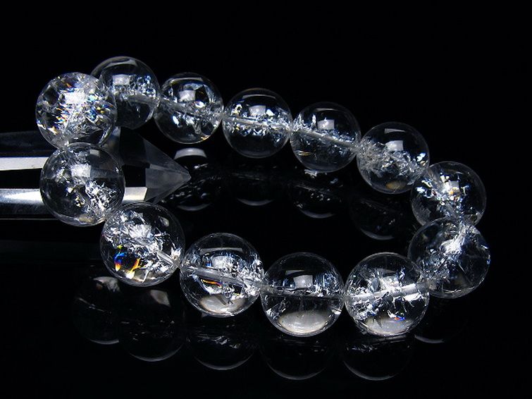 アイリスクォーツ 虹入り レインボークラック水晶 ブレスレット 18mm