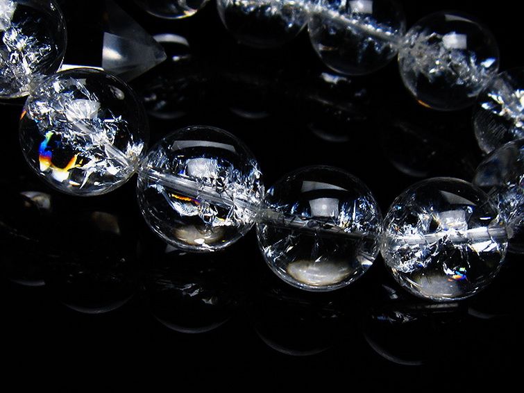アイリスクォーツ 虹入り レインボークラック水晶 ブレスレット 18mm