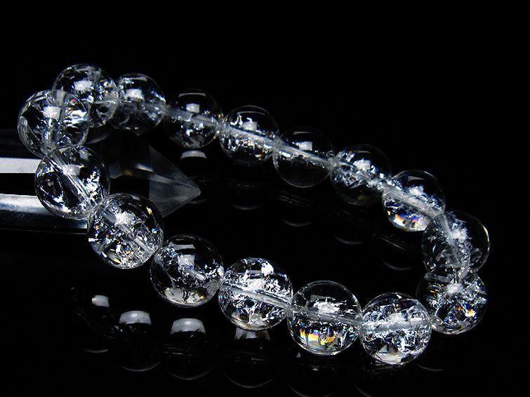 アイリスクォーツ 虹入り レインボークラック水晶 ブレスレット 14mm [T502-8984] 1枚目