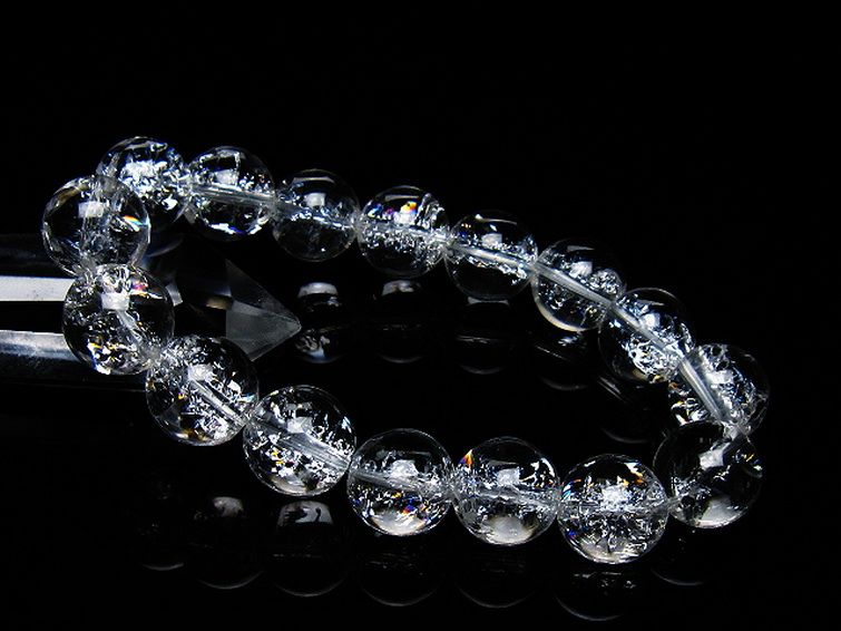 アイリスクォーツ 虹入り レインボークラック水晶 ブレスレット 14mm [T502-8985] 1枚目