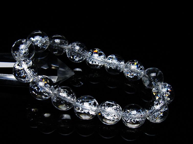 アイリスクォーツ 虹入り レインボークラック水晶 ブレスレット 14mm [T502-8988] 1枚目
