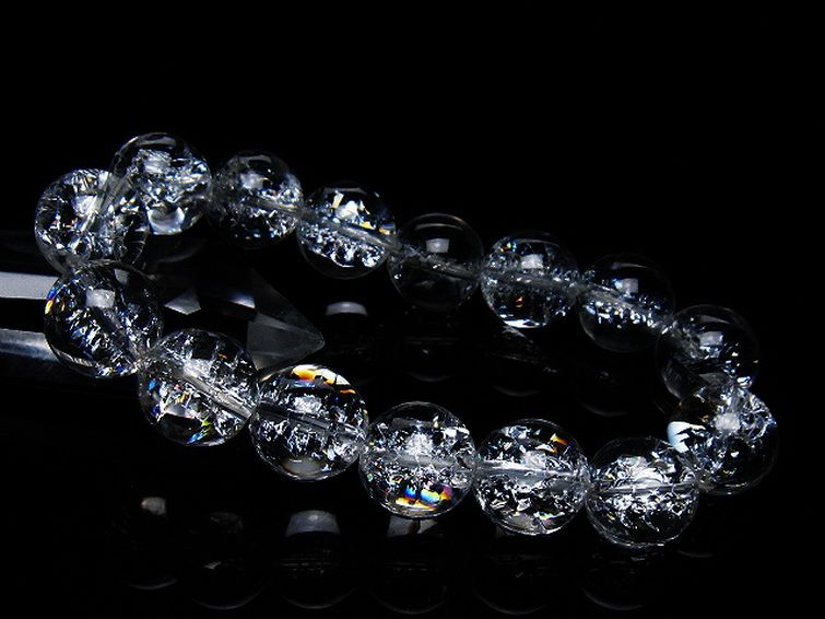 アイリスクォーツ 虹入り レインボークラック水晶 ブレスレット 14mm [T502-8993] 1枚目