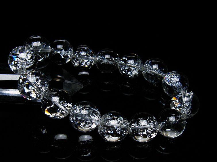 アイリスクォーツ 虹入り レインボークラック水晶 ブレスレット 14mm [T502-8997] 1枚目