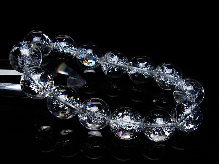 アイリスクォーツ 虹入り レインボークラック水晶 ブレスレット 17mm [T502-9003] 1枚目