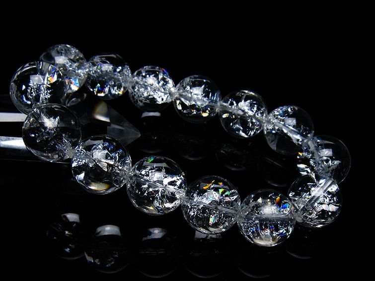 アイリスクォーツ 虹入り レインボークラック水晶 ブレスレット 17mm [T502-9006] 1枚目