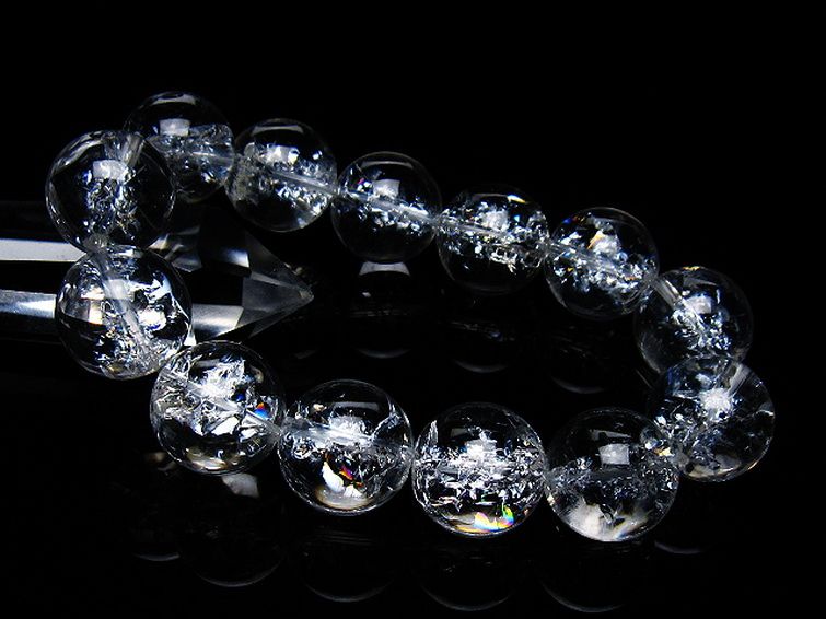 アイリスクォーツ 虹入り レインボークラック水晶 ブレスレット 18mm [T502-9007] 1枚目