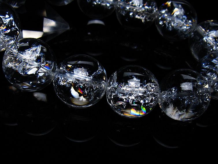 アイリスクォーツ 虹入り レインボークラック水晶 ブレスレット 18mm [T502-9007] 3枚目