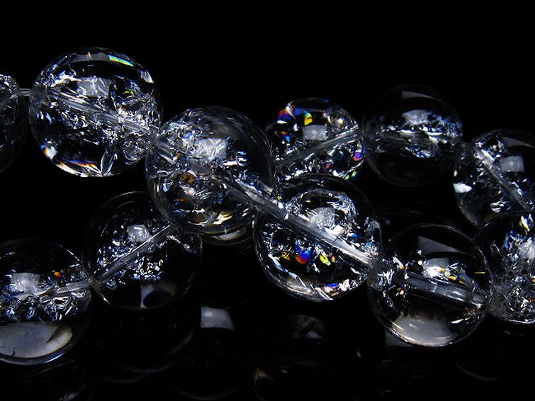 アイリスクォーツ 虹入り レインボークラック水晶 ブレスレット 18mm