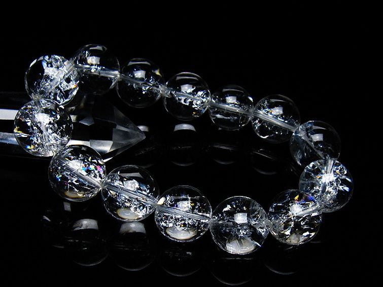 アイリスクォーツ 虹入り レインボークラック水晶 ブレスレット 16mm [T502-9014] 1枚目