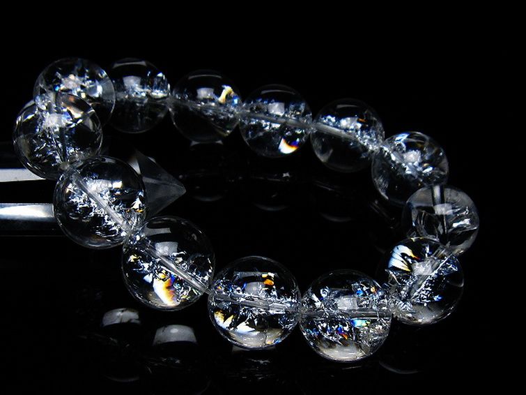 アイリスクォーツ 虹入り レインボークラック水晶 ブレスレット 17mm [T502-9016] 1枚目