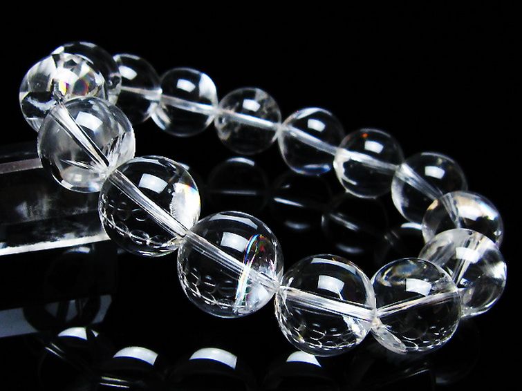 アイリスクォーツ 虹入り レインボー水晶 ブレスレット 15mm [T506-2834] 1枚目