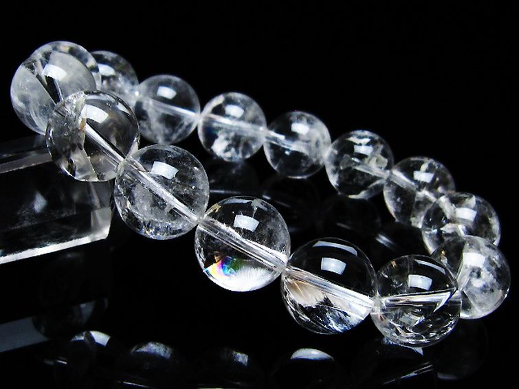 アイリスクォーツ 虹入り レインボー水晶 ブレスレット 14mm [T506-2839] 1枚目