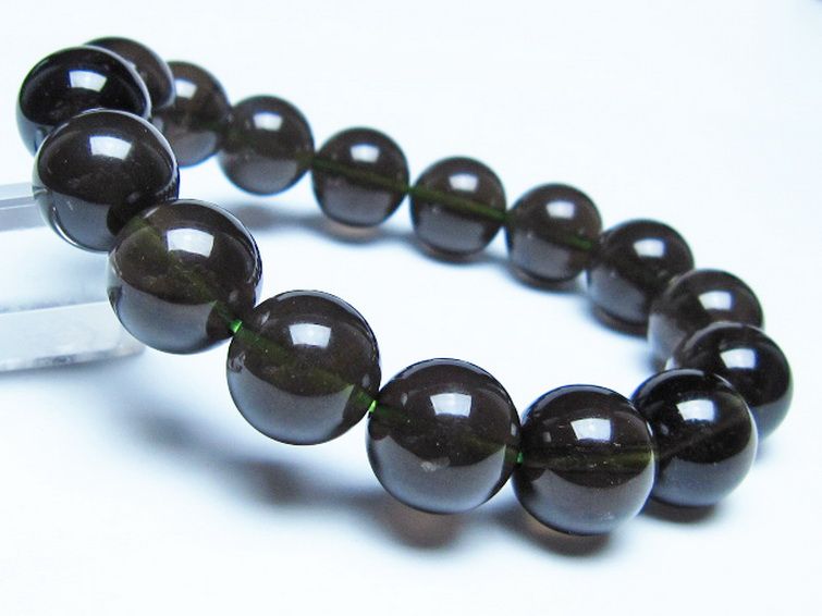 チンターマニストーン アリゾナ州産 天然ガラス ブレスレット （サフォーダイト/シリウス隕石） 14mm [t520-1608] 1枚目