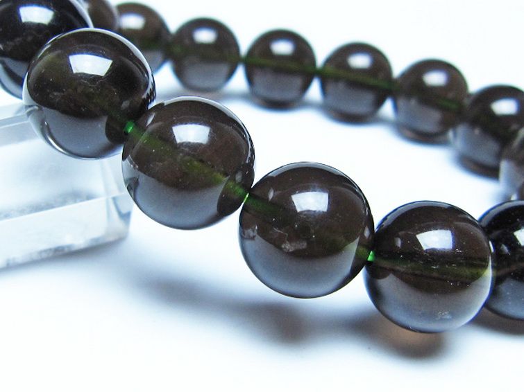 チンターマニストーン アリゾナ州産 天然ガラス ブレスレット （サフォーダイト/シリウス隕石） 14mm [t520-1608] 2枚目