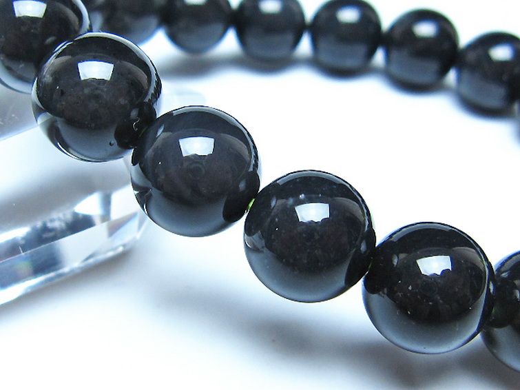 チンターマニストーン アリゾナ州産 天然ガラス ブレスレット （サフォーダイト/シリウス隕石） 12mm [t520-1638] 3枚目