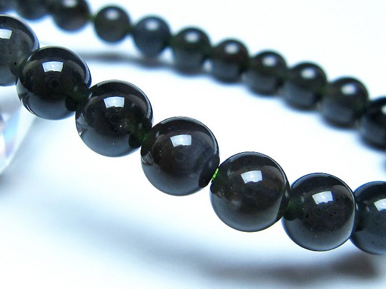 チンターマニストーン アリゾナ州産 天然ガラス ブレスレット （サフォーダイト/シリウス隕石） 8mm [t520-1665] 3枚目