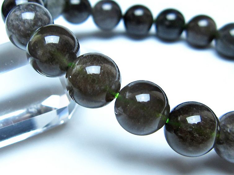 チンターマニストーン アリゾナ州産 天然ガラス ブレスレット （サフォーダイト/シリウス隕石） 11mm [t520-1670] 3枚目