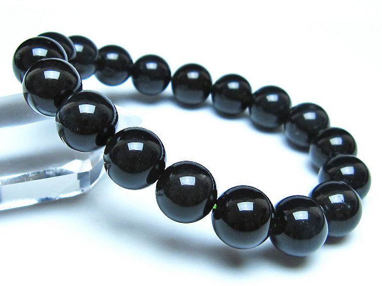 チンターマニストーン アリゾナ州産 天然ガラス ブレスレット （サフォーダイト/シリウス隕石） 11mm [t520-1682] 1枚目