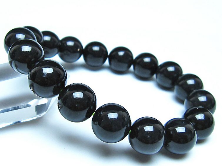 チンターマニストーン アリゾナ州産 天然ガラス ブレスレット （サフォーダイト/シリウス隕石） 13mm [t520-1685] 1枚目