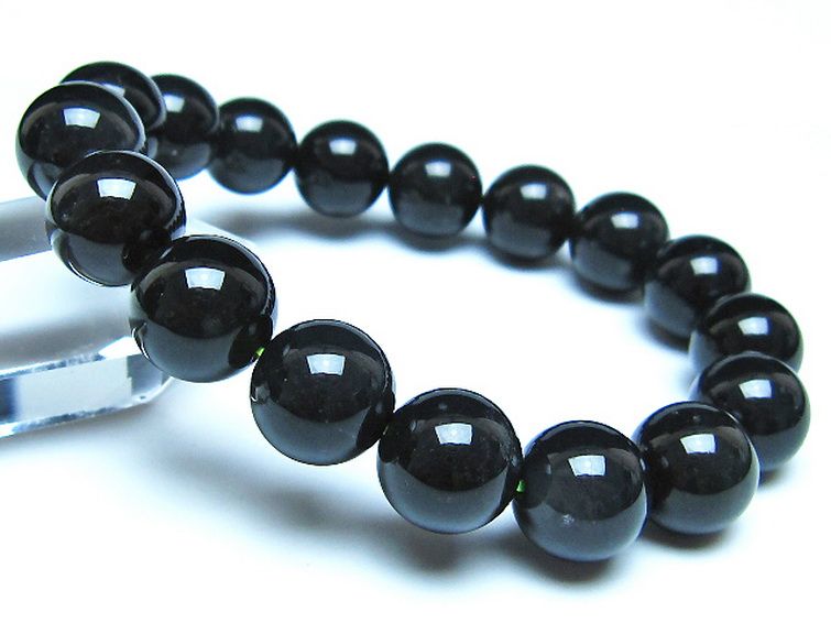 チンターマニストーン アリゾナ州産 天然ガラス ブレスレット （サフォーダイト/シリウス隕石） 13mm [t520-1687] 1枚目