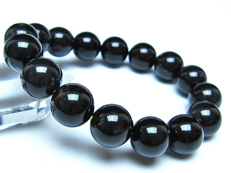 チンターマニストーン アリゾナ州産 天然ガラス ブレスレット （サフォーダイト/シリウス隕石） 13mm [t520-1696] 1枚目