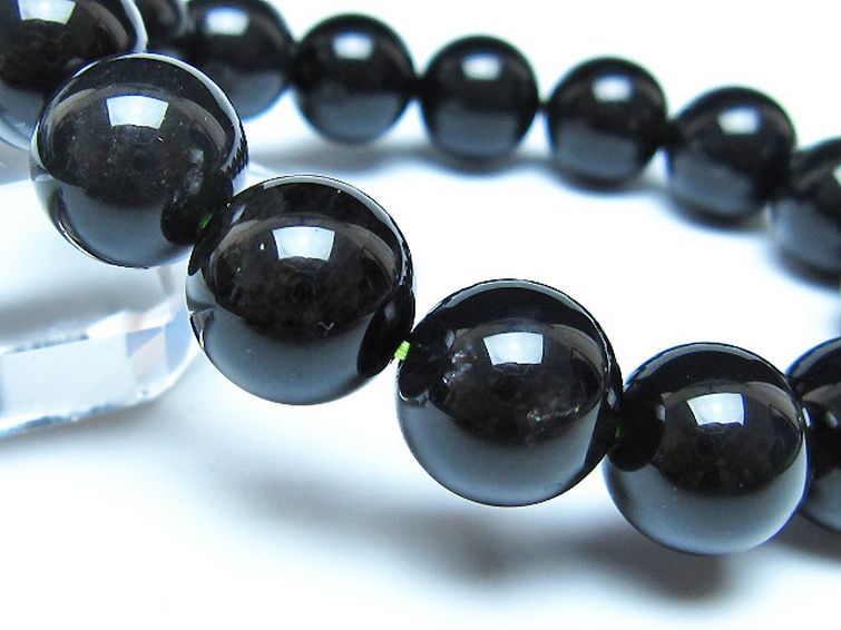 チンターマニストーン アリゾナ州産 天然ガラス ブレスレット （サフォーダイト/シリウス隕石） 13mm [t520-1696] 3枚目