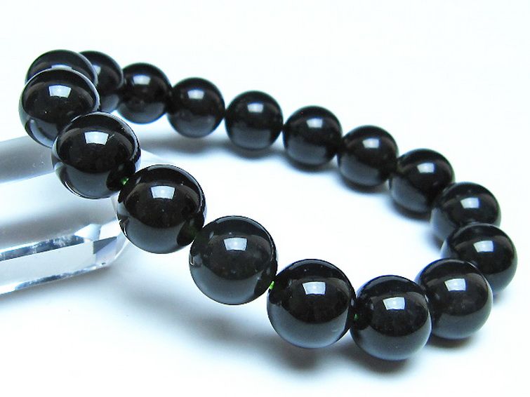 チンターマニストーン アリゾナ州産 天然ガラス ブレスレット （サフォーダイト/シリウス隕石） 12mm [t520-1700] 1枚目