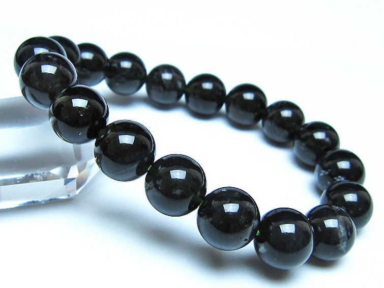 チンターマニストーン アリゾナ州産 天然ガラス ブレスレット （サフォーダイト/シリウス隕石） 12mm [t520-1701] 1枚目