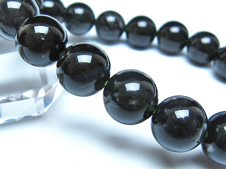 チンターマニストーン アリゾナ州産 天然ガラス ブレスレット （サフォーダイト/シリウス隕石） 12mm [t520-1701] 3枚目