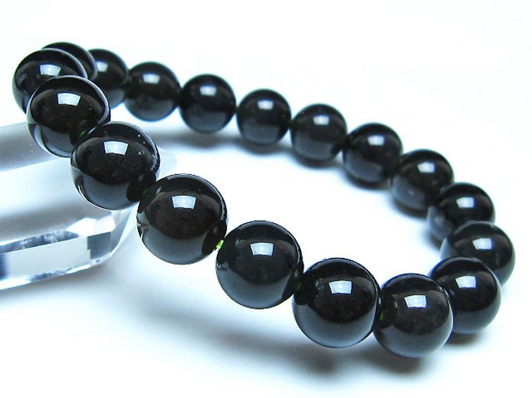 チンターマニストーン アリゾナ州産 天然ガラス ブレスレット （サフォーダイト/シリウス隕石） 11mm [t520-1705] 1枚目