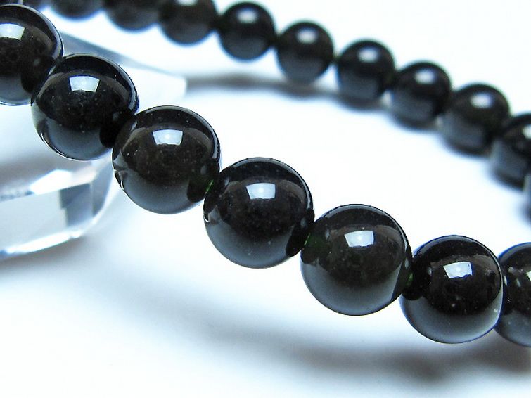 チンターマニストーン アリゾナ州産 天然ガラス ブレスレット （サフォーダイト/シリウス隕石） 9mm [t520-1710] 3枚目