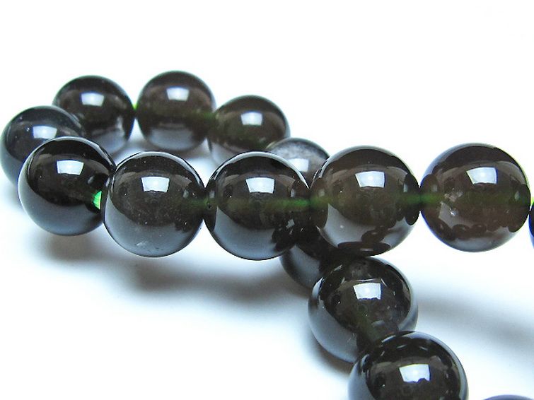 チンターマニストーン アリゾナ州産 天然ガラス ブレスレット （サフォーダイト/シリウス隕石） 12mm [t520-1715] 2枚目