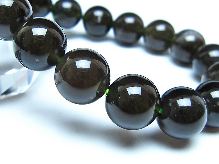 チンターマニストーン アリゾナ州産 天然ガラス ブレスレット （サフォーダイト/シリウス隕石） 12mm [t520-1715] 3枚目