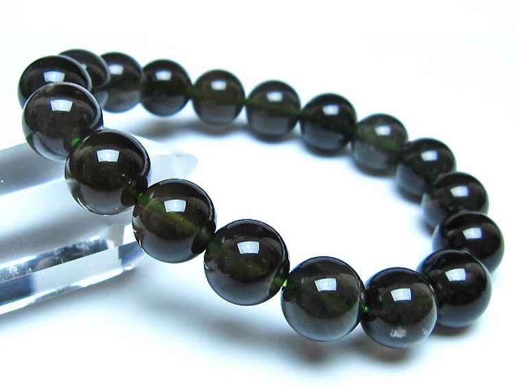 チンターマニストーン アリゾナ州産 天然ガラス ブレスレット （サフォーダイト/シリウス隕石） 11mm [t520-1718] 1枚目